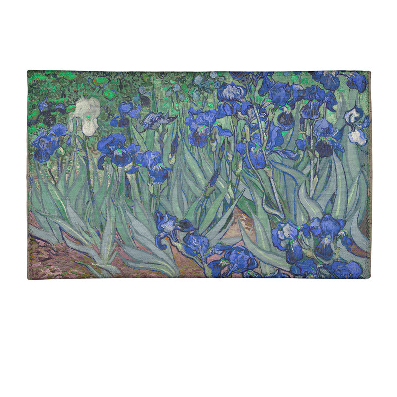 Tapis vert/mauve irises chenille, Rectangle 3 pi x 5 pi