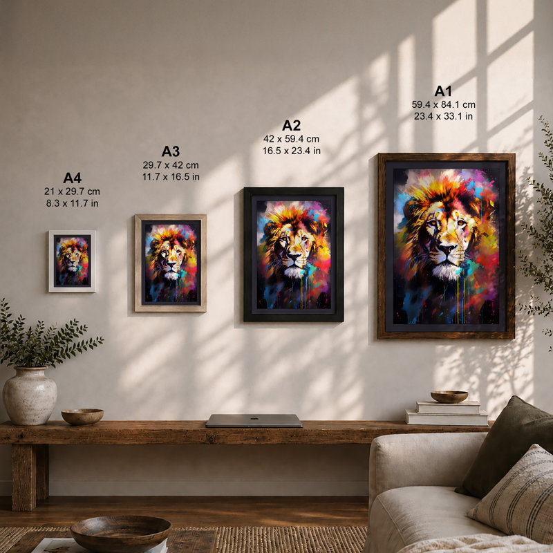 Coloured Roar Modern - Print, A4 - 29.7 x 21.0 cm, Black