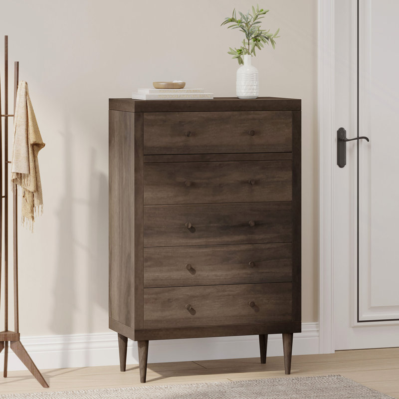 Commode à 5 tiroirs Nordic, Noyer