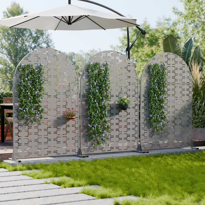 H 72 po x l 47 po x P 16 po avec écran d'intimité en métal et panneau de clôture en treillis pour terrasse, Gris