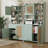 71" Tall Kitchen Pantry Cabinet with Microwave Stand, 3 Adjustable Shelves, Drawer & Rattan Doors, Green-1201562461
