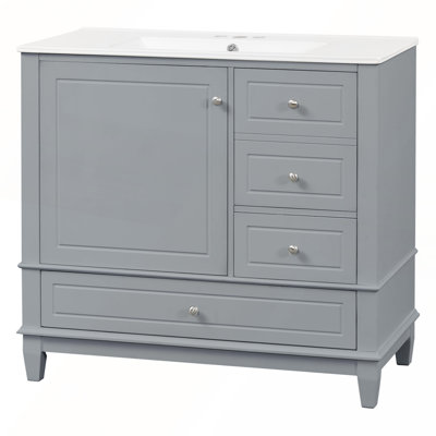 36-Inch Freestanding Bathroom Vanity with Ceramic Sink