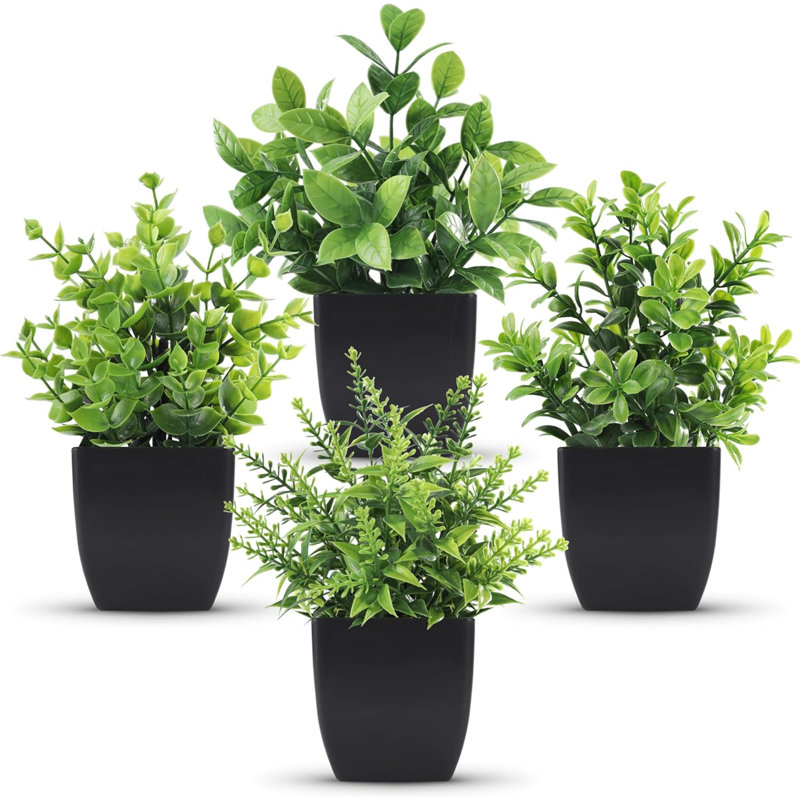 Ensemble de 4 petites plantes artificielles artificielles pour la salle de bain