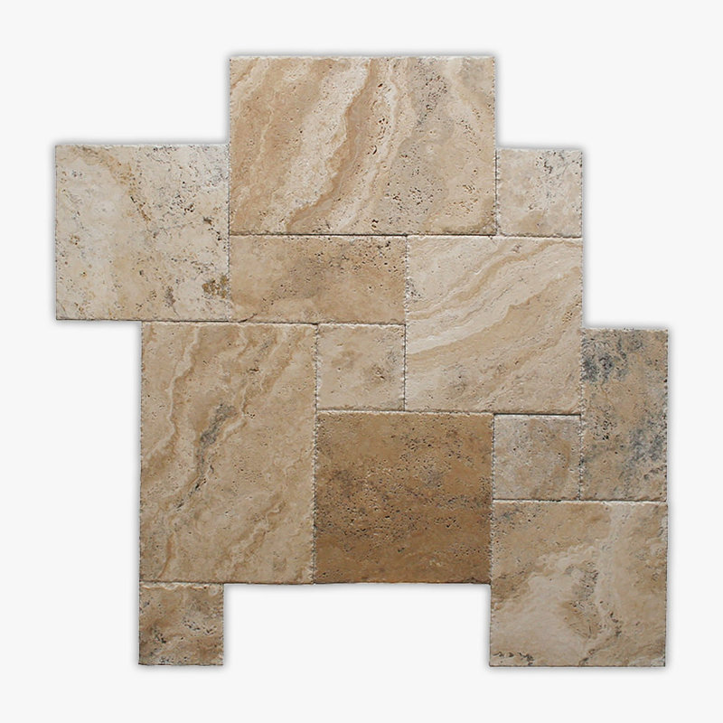 Philadelphia Tumbled 8 Inch Versailles Travertine Paver, Beige