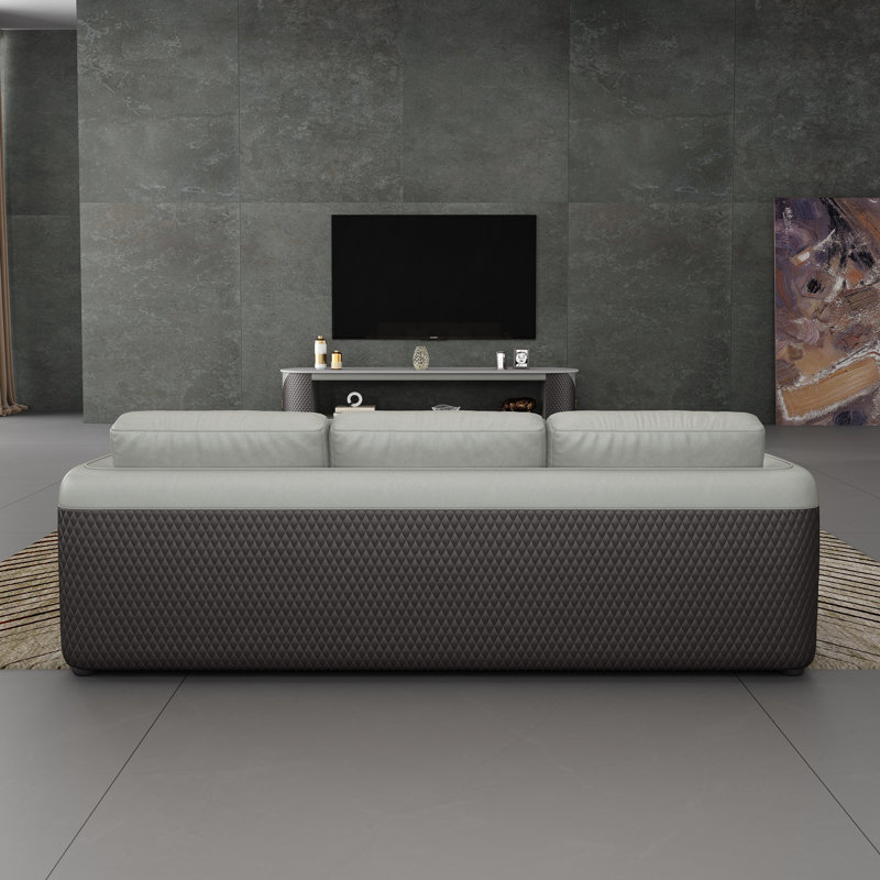 Noir Sofa, Gray/Chocolate Genuine Leather