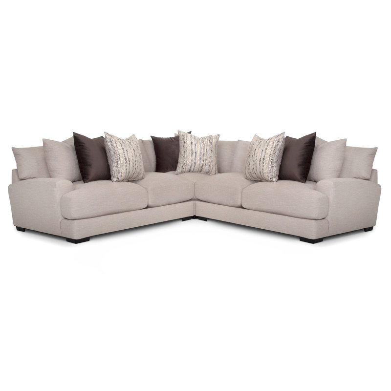 Upholstered L-Shaped Sectional, Tan Polyester Blend