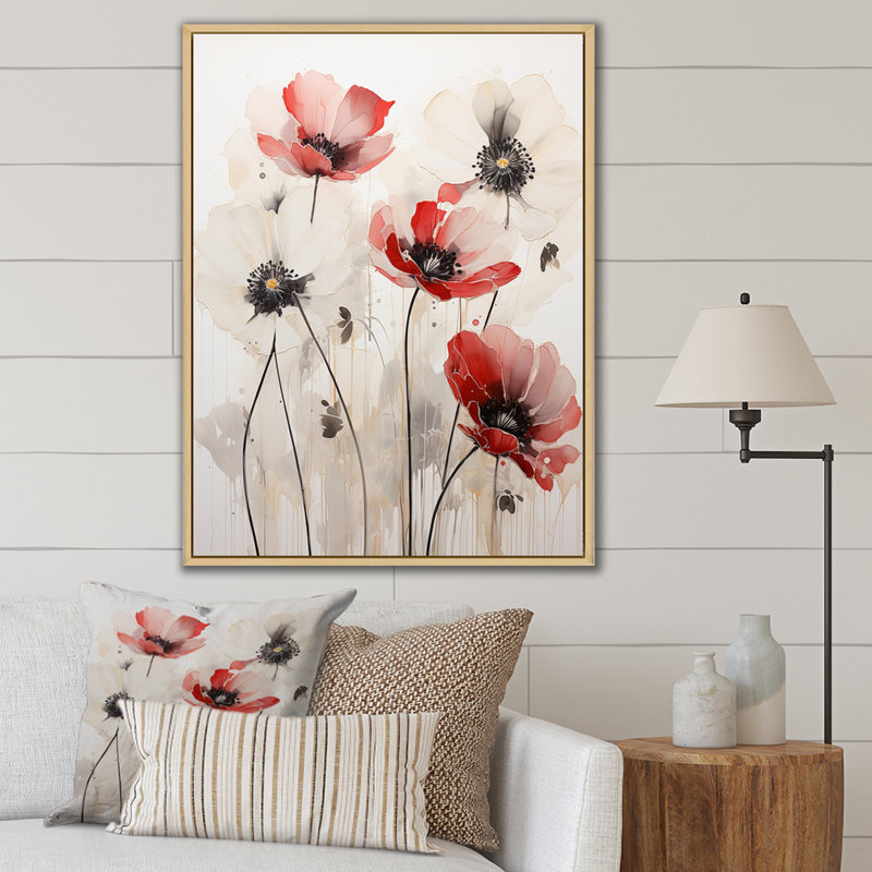 Minimalisme rouge et blanc sur fond blanc, H 32 po x l 16 po x P 1 po, Cadre naturel flottant