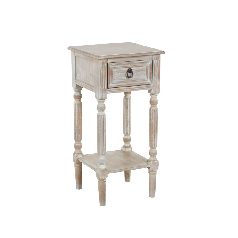 Charlee End Table, Brown with White Wash