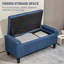 Rangement bleu foncé, lin recouvert d'un plateau relevable pour le salon, banc de lit polyvalent et banc de commode, dessus rembourré, chambre à coucher multifonctionnelle et tabouret de pied de chambre