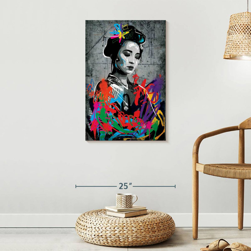 Portrait de femme grunge sur toile, H 30 po x l 20 po x P 1,25 po