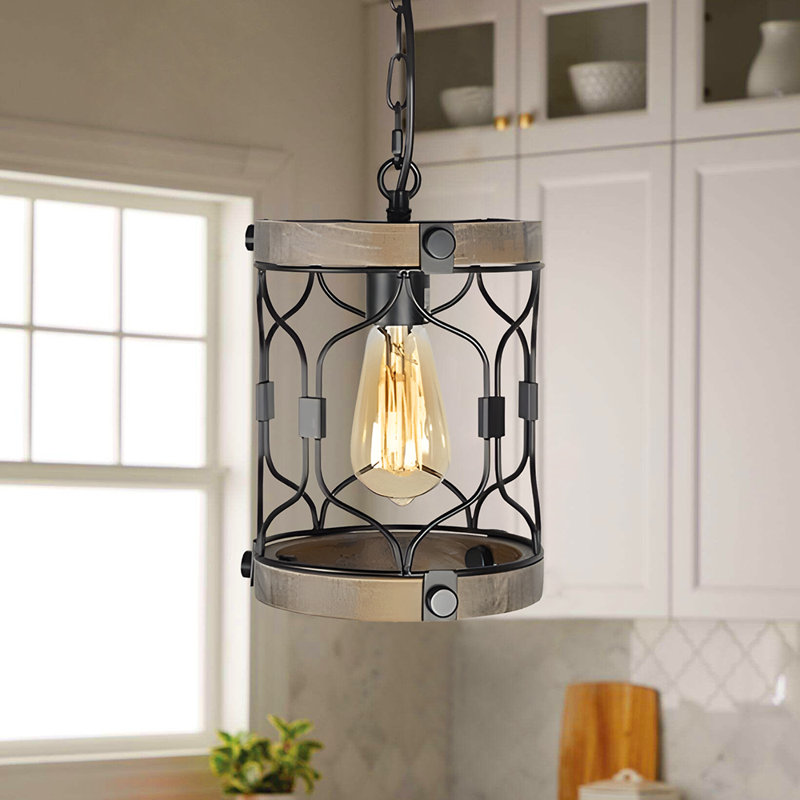 Luminaire suspendu cylindrique industriel noir mat à 1 lumière Oteria