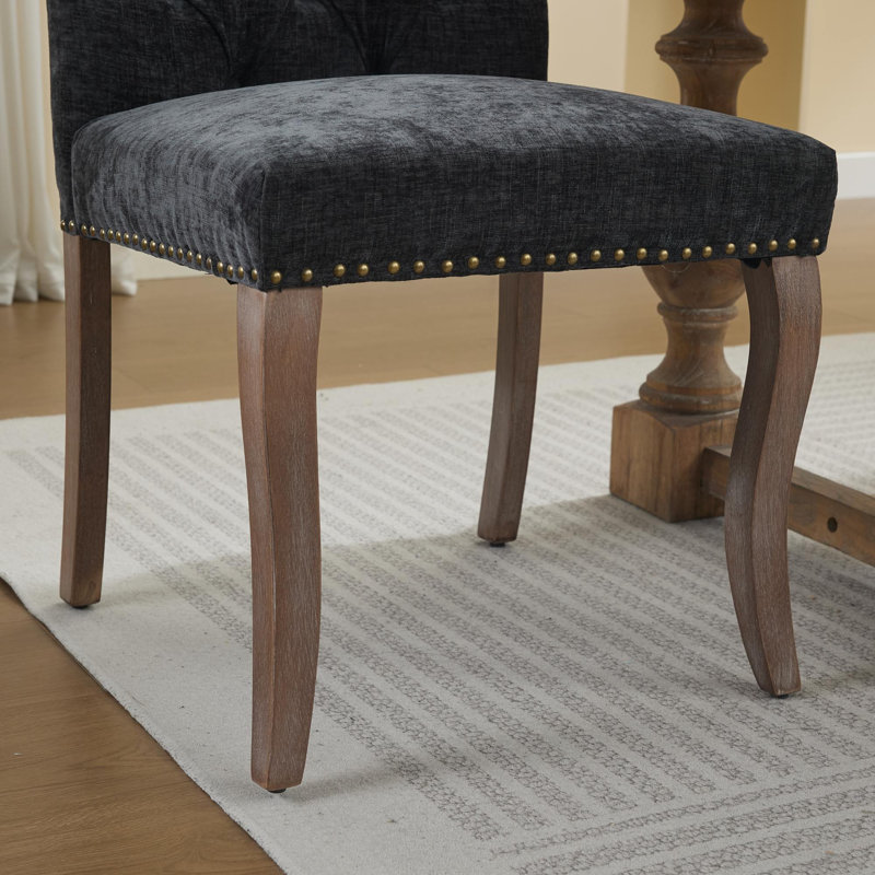 Ensemble de 2 chaises de salle à manger capitonnées, élégantes chaises d'appoint rembourrées avec pieds incurvés
