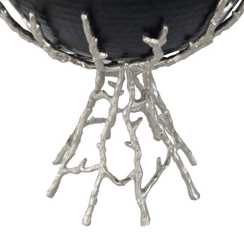 Bol décoratif en métal Lambertson, Nickel / noir, H 12,8 po x l 11 po x P 11 po