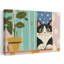 Curious Cat Peeking Playful Whimsical Contemporary Cat Plant Wall Art Print by Mathieu - Wrapped Canvas Print-728773533