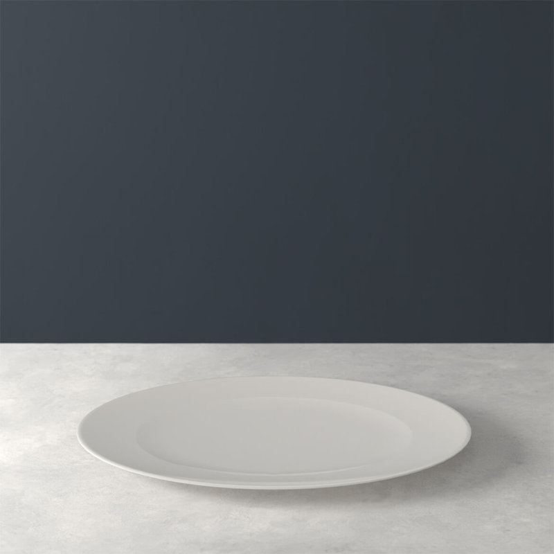 White Ceramic Oval Serving Platter Dish, 16-inch