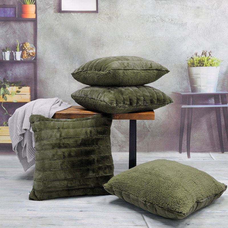 Super Mink Square Pillow Cover, Olive