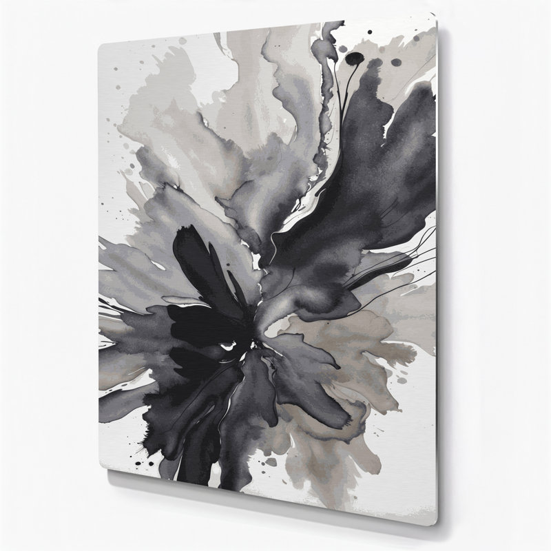 Aquarelle abstraite 47, art mural gris en métal, H 20 po x l 16 po