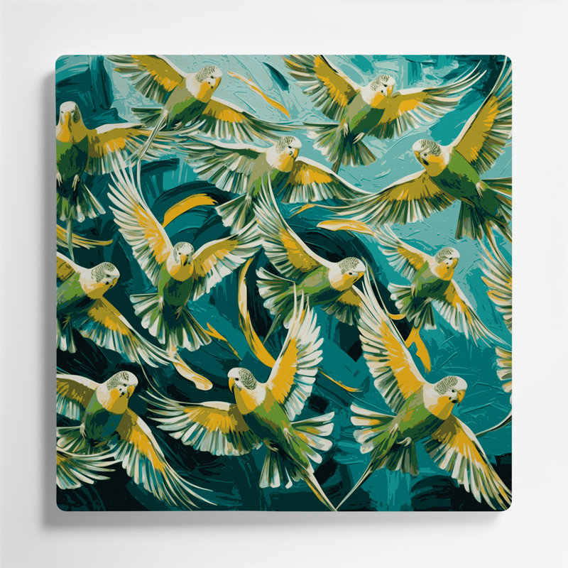 Oiseaux, art mural en métal brun à chevron, H 16 po x l 16 po