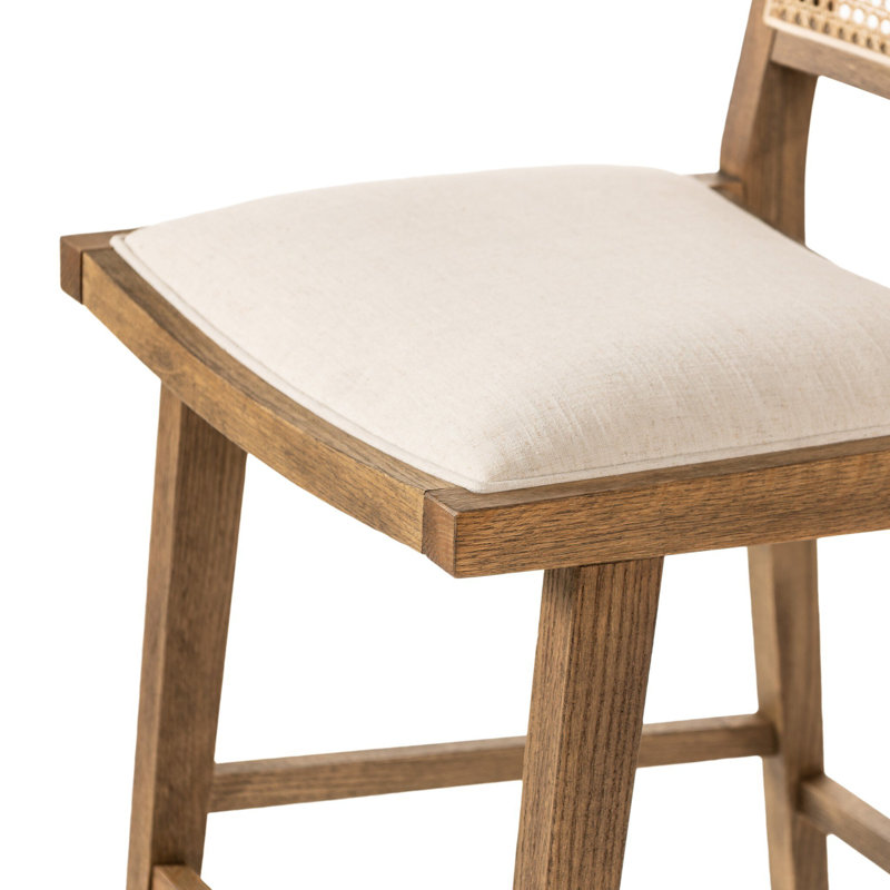 Tabouret de comptoir Miraz, Tabouret de bar (siège d'une hauteur de 31 po), Mélange de polyester blanc