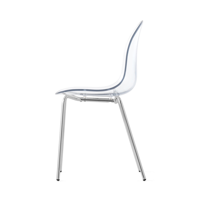 Academy Armless Chair with Metal Frame, Transparent/Chrome
