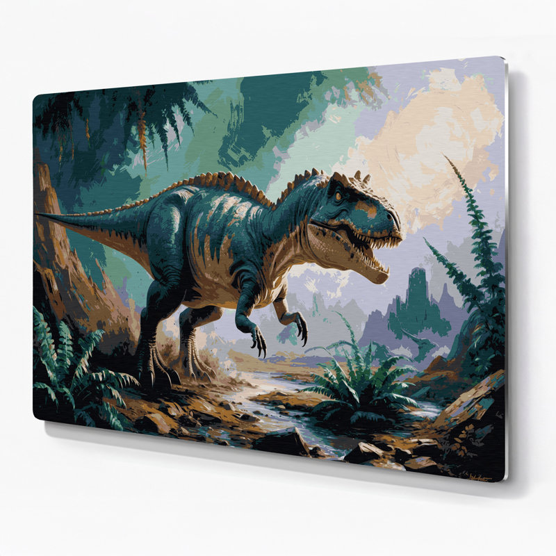 «Dinosaur Styracosaurus», art mural en métal noir, H 11 po x l 14 po