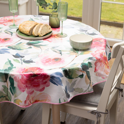 Florals 140cm round Eco Line PVC Free Polyester Tablecloth