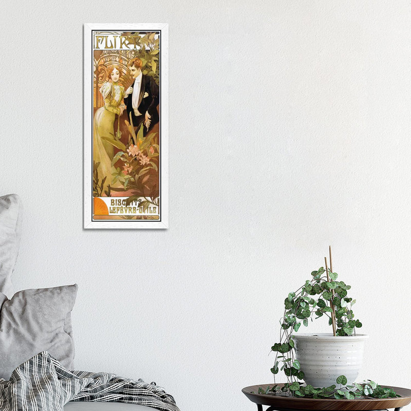 Flirt Biscuits by Lefevre-Utile 1899 by Alphonse Mucha - Panoramic Painting Print on Canvas, 121.92 cm H x 40.64 cm W