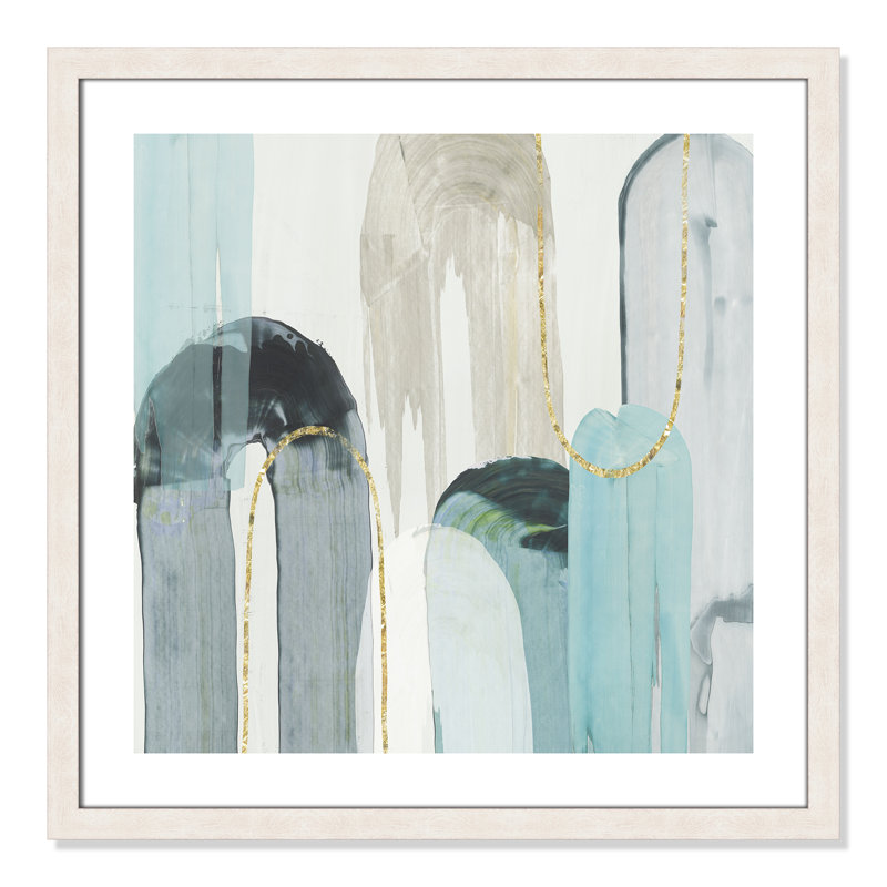 Blue Arches I - Art encadré autoportant, H 28 po x l 28 po x P 1,125 po, Cadre à grain de bois blanc