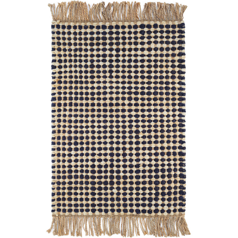 Kuba Black Handwoven Jute Rug, Rectangle 9'6" x 13'6"