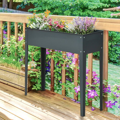 Jardinière surélevée en métal foncé foncé avec jardin surélevé avec pieds, 39,33 po x 11,63 po x 7,25 po, qui améliore les propriétés physiques du sol et offre des conditions optimales