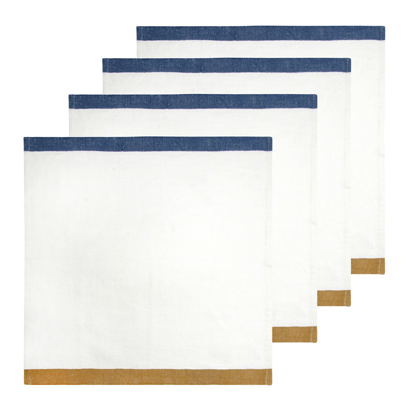 Striped Square Napkin, Blue/Mustard