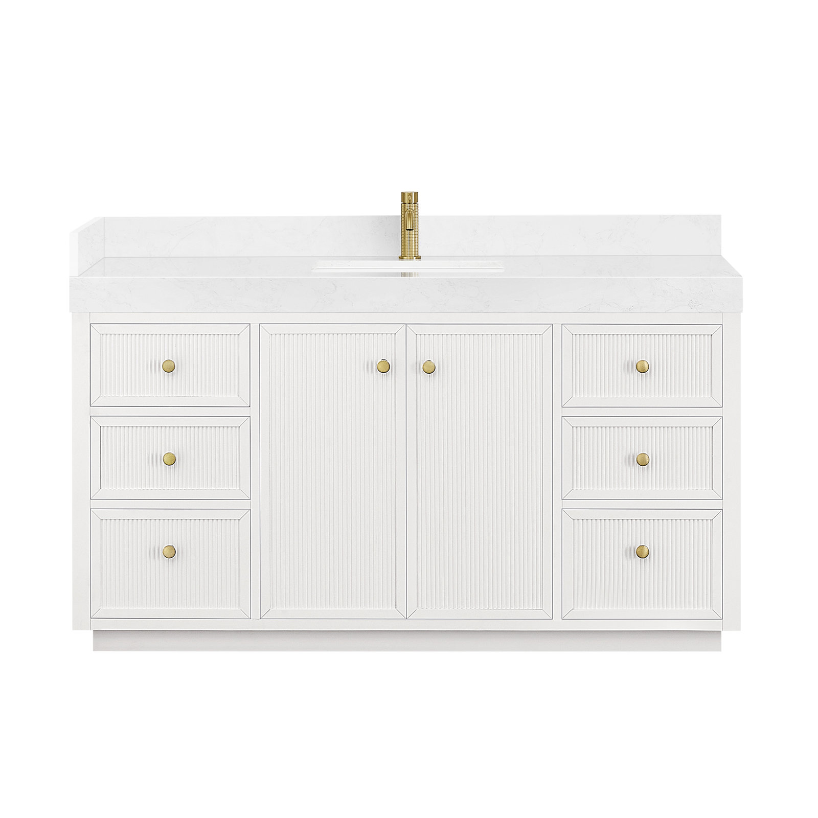 Thea 60" Solid Wood Single Sink Bathroom Vanity, White