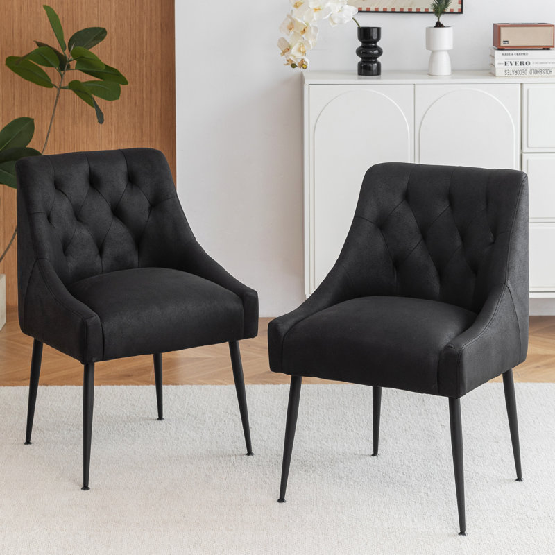 Dining Chairs (Set of 4) Mid Century Modern Kitchen Chair Comfortable Upholstered Faux Leather Dinner Chairs for Kitchen Dining Room
