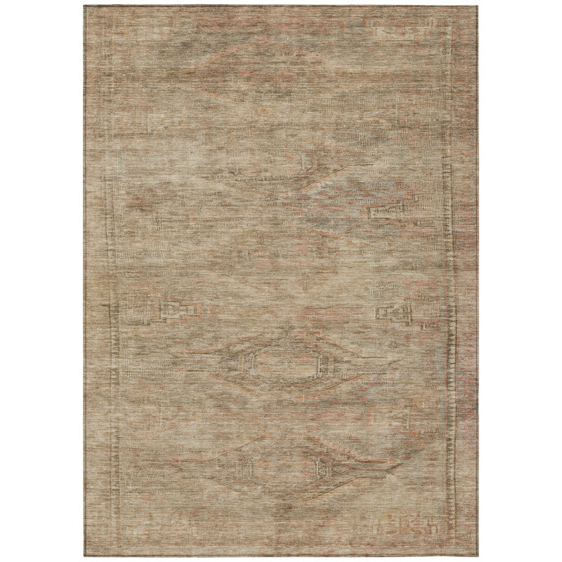 Emalisse Beige Washable Indoor-Outdoor Rug - LOOMLAN, 10' x 14'