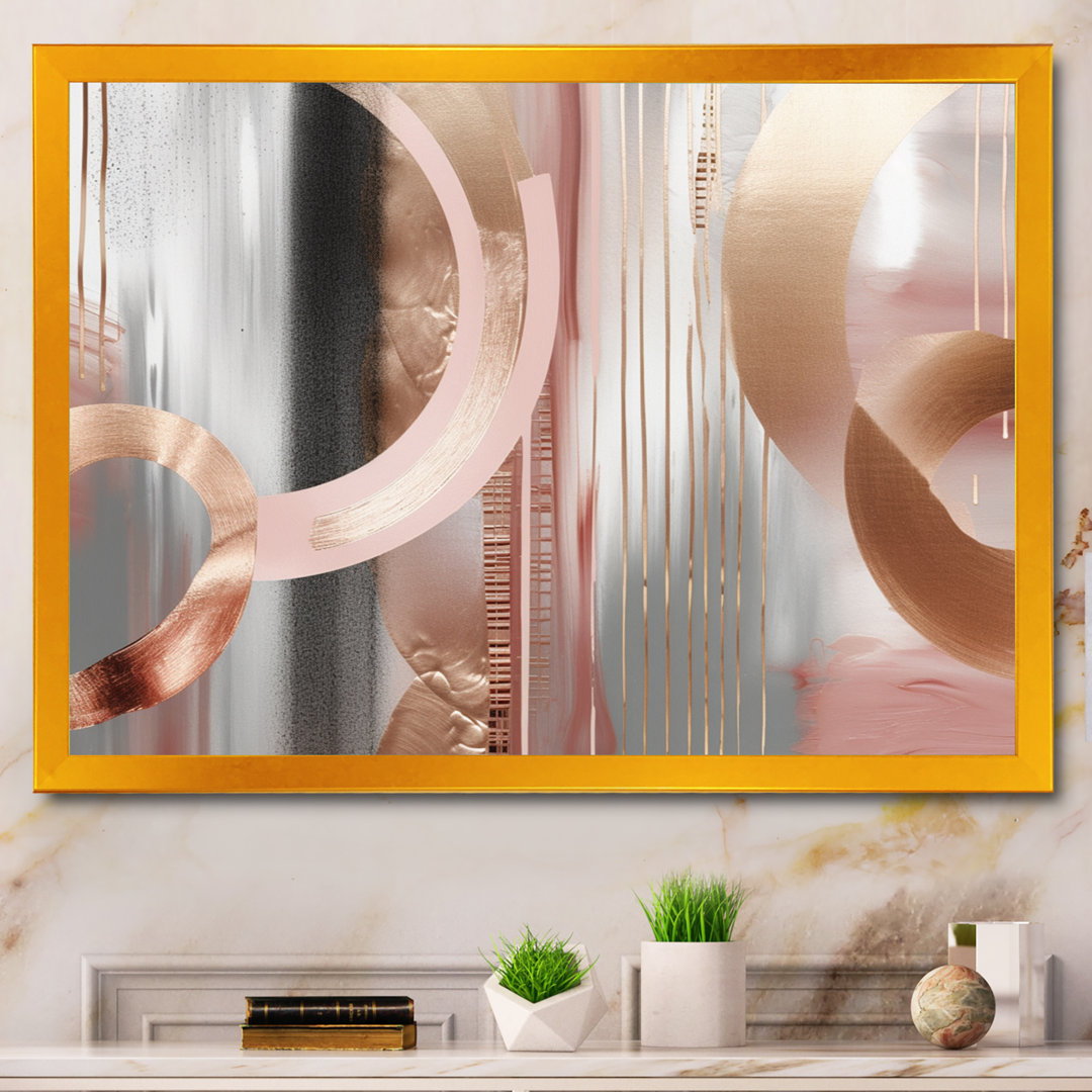 Pink Rosegold Circle Chaos V - Abstract Modern Shapes Transitional Canvas Wall Art Mercer41 Overall 