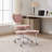 Pink Cross-Leg Sit-Stand Office Chair With Wheels - Designed For Individuals With Attention Deficit Hyperactivity Disorder (ADHD), It Features Lumbar Support And An Adjustable-Height Stool, Providing Flexible Seating For A Home Office.