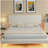 White  Boucle Floating Bed with Light,Queen