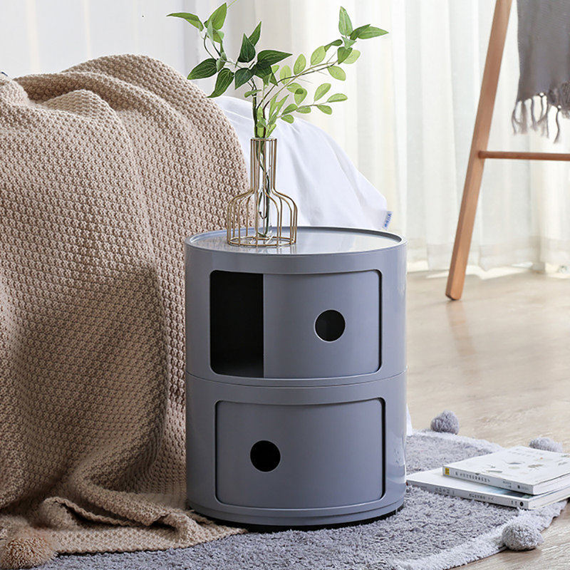 Izzack Tray Top Drum End Table, Grey