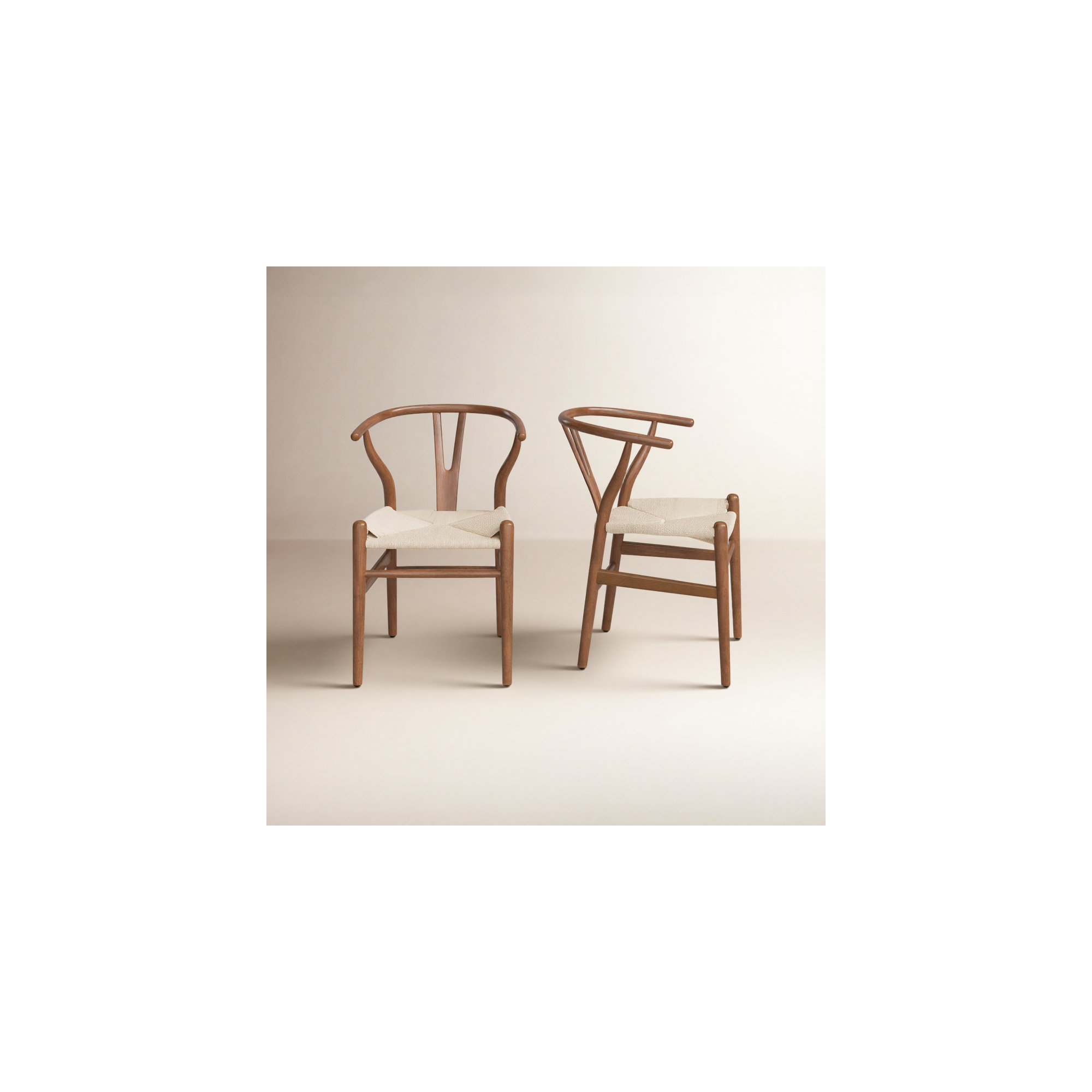 Wyn Woven Solid Wood Dining Chair, Walnut / Natural, 2