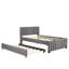 Lit plateforme double tapissier avec gigogne gris