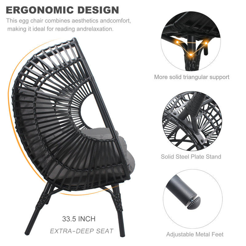 Méridienne de patio contemporaine, structure en acier avec rotin pour jardin