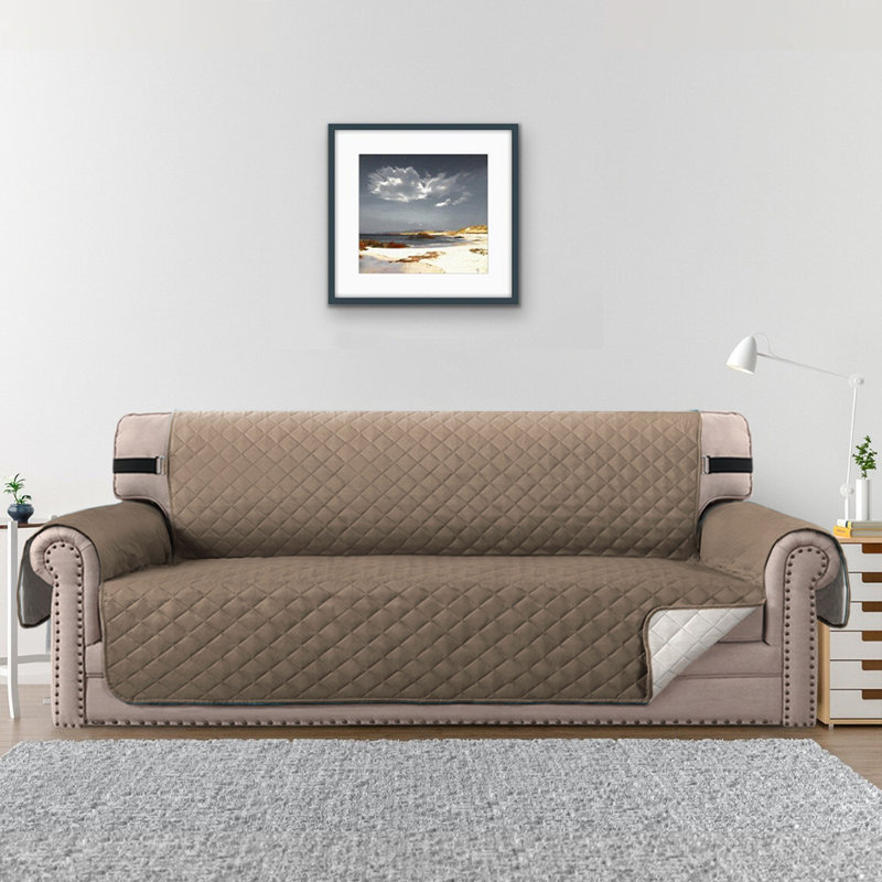 Housse pour fauteuil à coussins carrés/rectangulaires, 100 % polyester taupe, H 75 po x l 66 po x P 22 po