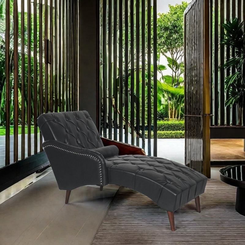 Méridienne de luxe avec dossier capitonné, fauteuil inclinable en cuir PU de qualité supérieure, comprend un coussin pour le salon, la chambre à coucher ou le bureau
