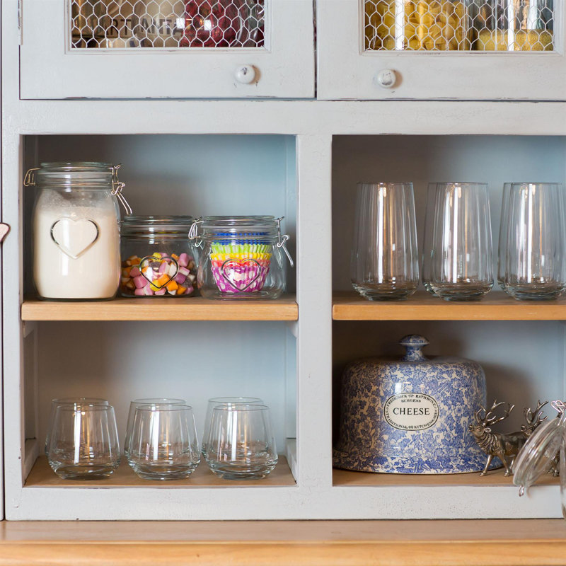 Nicola Spring - Heart Glass Storage Jars with Labels, Clear, 10.4cm H x 12.5cm W x 10.7cm D