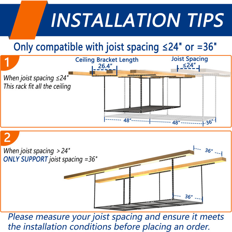 Elevated Garage Storage Racks,adjustable Ceiling Storage Racks,600 Lb.load Capacity.