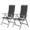 Ensemble de 2 chaises de patio pliantes, chaises de patio inclinables d'extérieur à cadre en aluminium pour le jardin, le camping, la plage, la terrasse, chaises de jardin réglables à dossier haut avec siège rembourré en coton doux, gris foncé, chaise