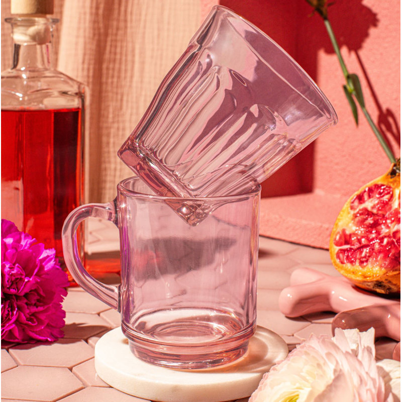 Tasse à café en verre trempé, Rose
