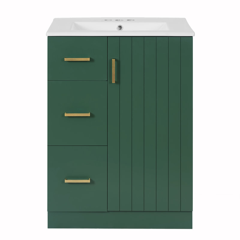 Meuble-lavabo moderne 24 "avec lavabo, Doré, Vert