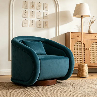 Fauteuil d'appoint pivotant, fauteuil demi-tonneau pivotant à 360 degrés