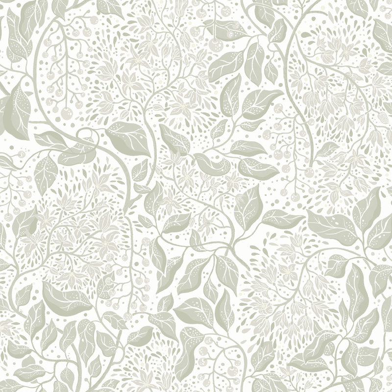 Fagring Matte Wallpaper Roll, Green/White